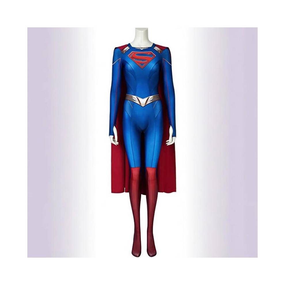 (Superman blue jumpsuit full set, XXXL) Superman and Lois Cosplay Costume Superman Bodysuit Jumpsuit Cape Same Style Character Suit