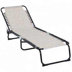 Solsäng hopfällbar 4-nivå ryggstöd beige 197 x 58 x 76 cm