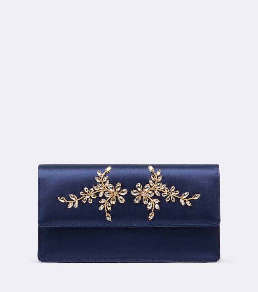 Manolo Blahnik Clutch Capripla de satén adornado - azul - Talla Única