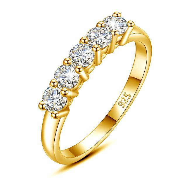 Szjinao Certified 5 Stone Moissanite Diamond Ring Woman Silver 925 Brilliant Trendy Jewelry For Engagement Gift Girl D 8