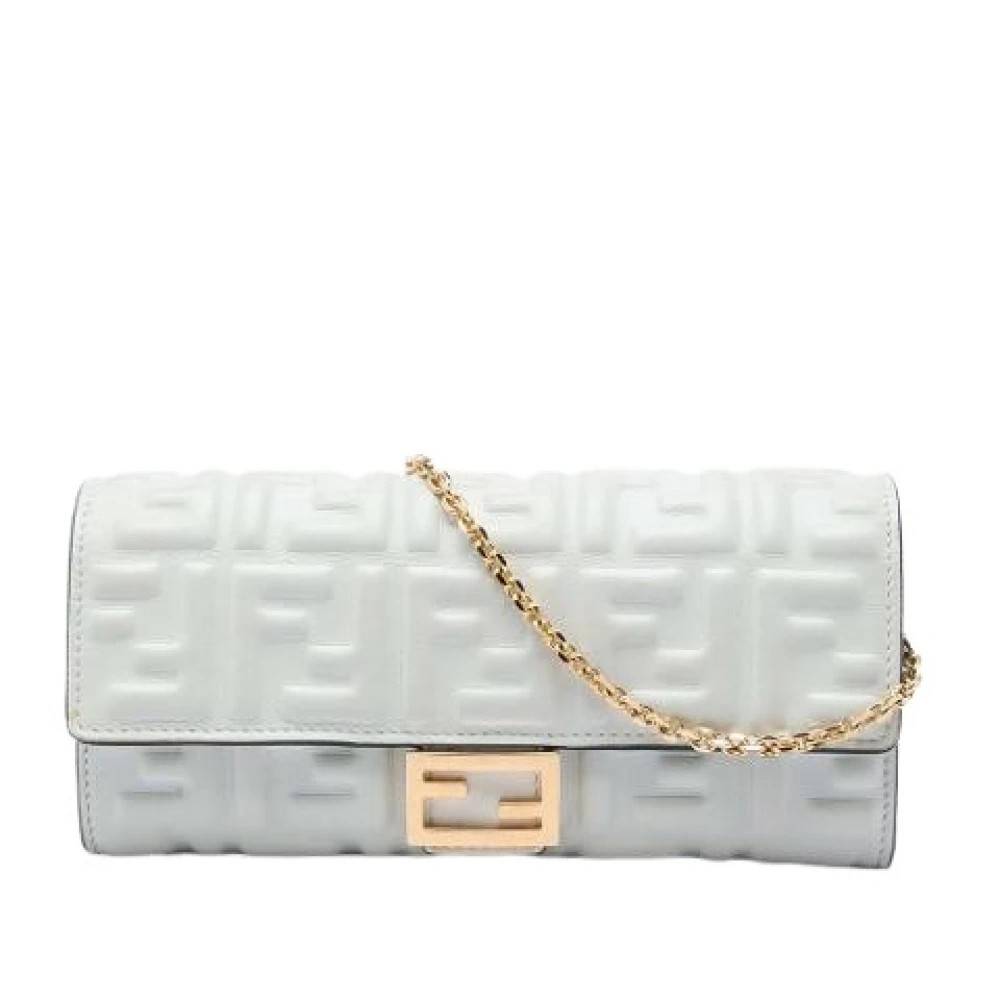 Fendi Vintage Pre-owned Embossed Nappa Crossbody Bag - Vintage - Dame - Hvid - ONE SIZE - Uld