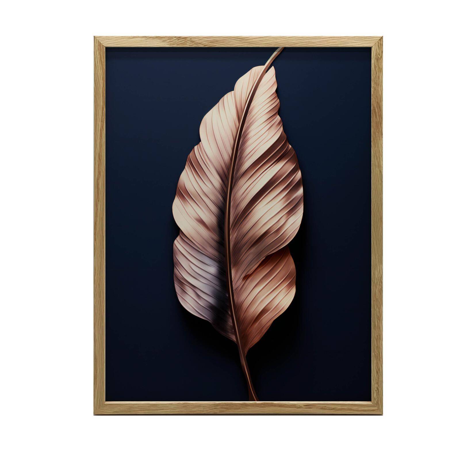 Lyxigt blad i roséguld Lyxigt blad i roséguld, 50X70 cm, utan ram, Premiumduk på spännram 54
