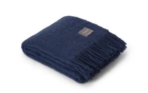 Mohair Pläd Denim Dark Blue