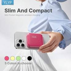 YLYP Slim Mini Pocket Magnetisk Kompakt Powerbank, 5000mAh Trådlös Portabel Laddare För Mag- Batteripaket 22.5W PD Snabbladdning Kompatibel Med iPhone - Färga om (Vit,svart,grön,röd,gul)
