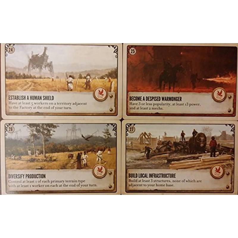 Scythe: Kickstarter Promotional Objective Cards #24-27