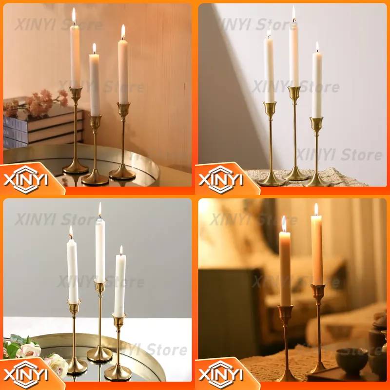 Electroplated Copper Candle Holder Luxury Christmas Dinner Romantic Western Food Home Decor Gift Nordic Gold Ornament for