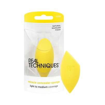 Real Techniques Miracle Concealer Sponge, Makeup Blending Sponge För Flytande & Krämig Concealer, Avlång Form För Exakt Applicering Under Ögonen & Trå - Gul