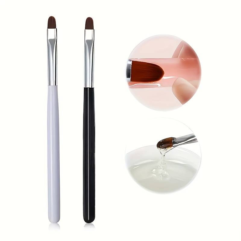 TEMU 2pcs/set Nail Art Brush Round Head Gel Nail Art Tips Extension Transparent Pen Painting Drawing Manicure Tool