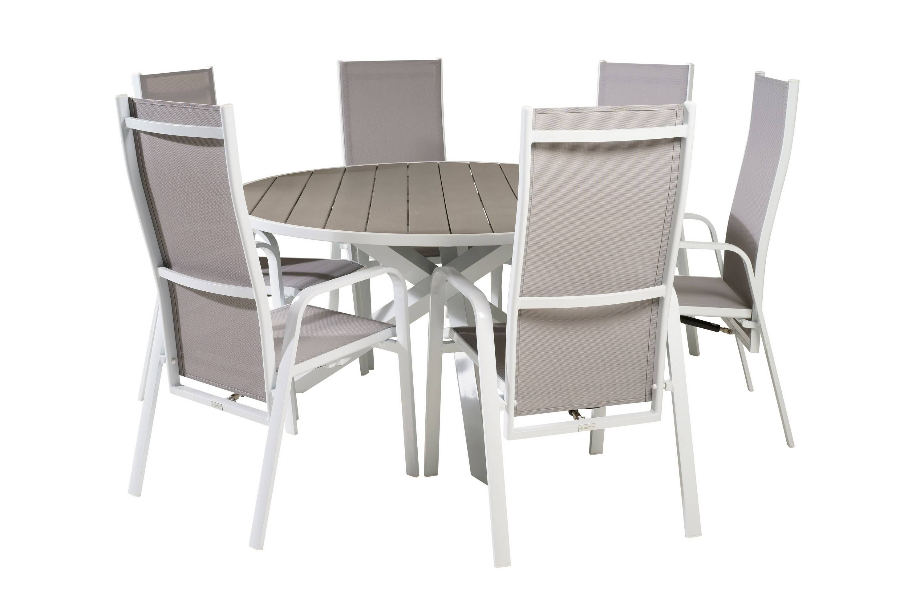 Venture Home Parma Matgrupp Utomhus Rund Ø140cm + 6 Copacabana Stolar - Svart/Grå Matgrupper utomhus