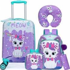 1pc Card Holder/5PCS Cute Luggage Set 5 Piece Suitcase Set 16inch Hardside Luggage With Spinner Wheels Girls Carry On Luggage Travel Rolling Luggage C - Purple - Only One Card Holder,LXX1003-5