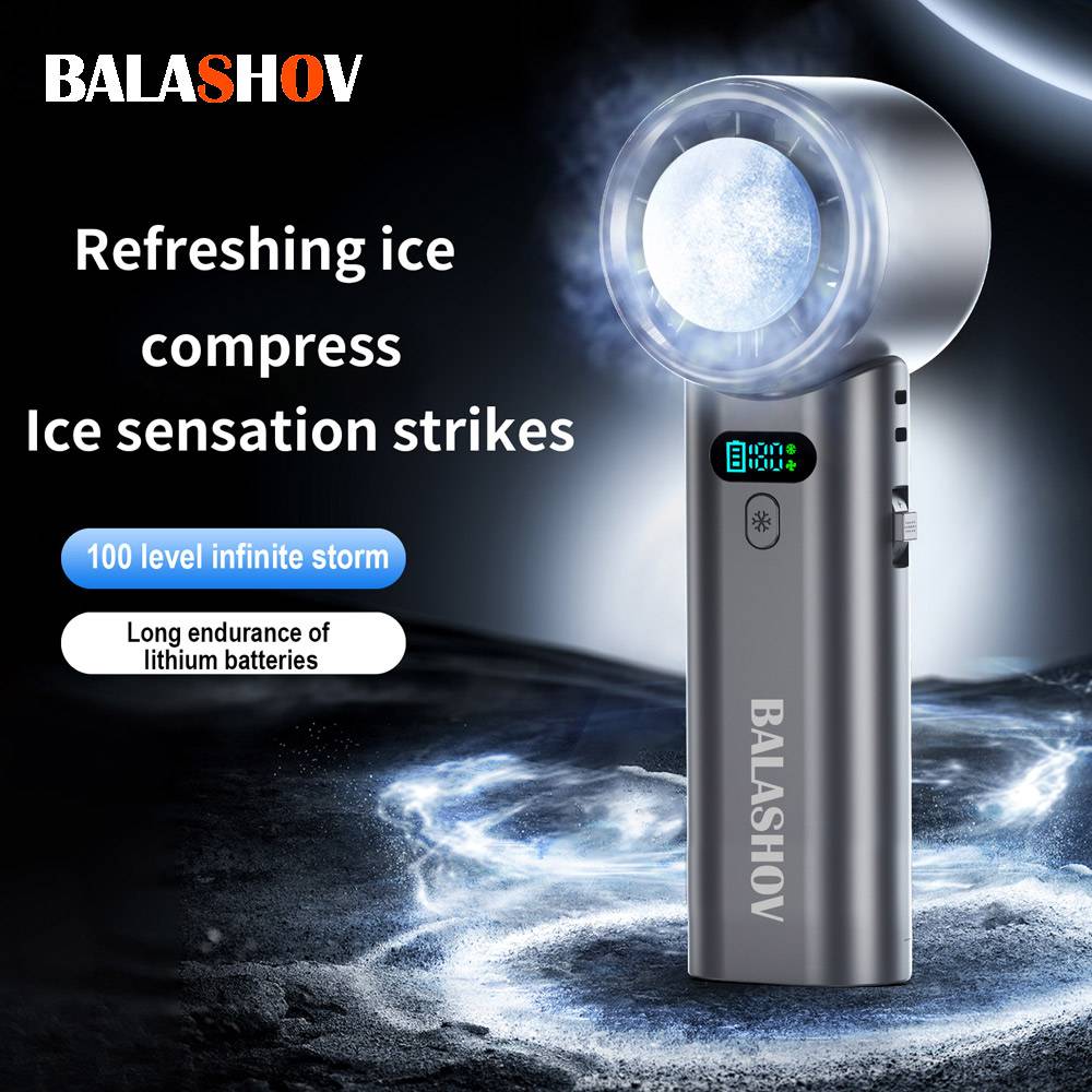 100 Speed Infinitely howing Ice Pack Handheld High-speed Fan Folding Adjustable Portable Fan For Outdoor High-Hill