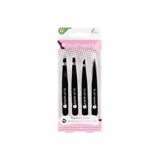 Brushworks HD 4 Piece Combination Tweezer Set - Black