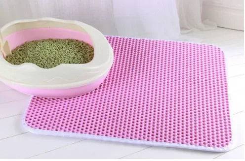 Cat Litter Mat with Gift - Double Layer Waterproof Pet Litter Box Mat - Pink / 30X30CM (30X30CM)