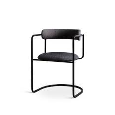 Friends & Founders - FF Cantilever Chair Rounded, Black Legs - Fabric Cat. 3 Atherini 002 - Spisebordsstole - Ida Linea Hildebrand - Brun - Metal/Tekstilmateriale