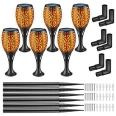 6-pack solcellslampor Flare, LED, skymningssensor - svart