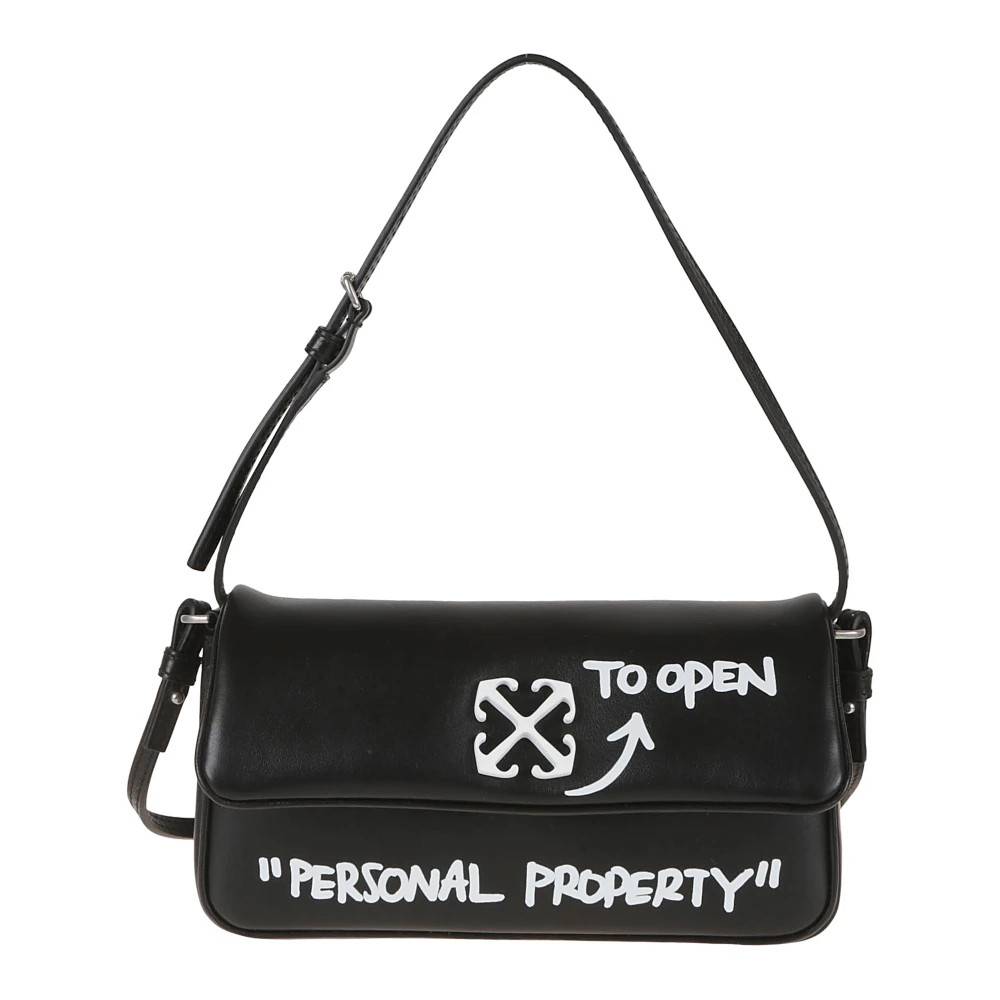 Off White Stilfuld Skuldertaske Citér - Tasker - Dame - Sort - ONE SIZE - Uld