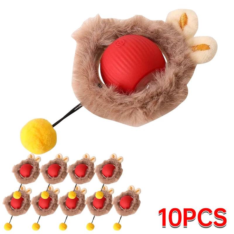: Interactive Cat Toy Ball | Relieve Boredom | Plush Teasing Cat Ball - Smarter Pet Care - 10PCs Red Plush ball