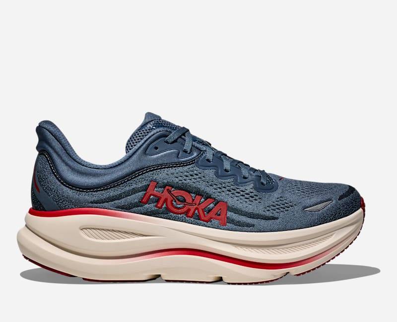 HOKA Bondi 9 Schuhe für Herren in Thunder Cloud/Vermillion Größe 43 1/3 | Straße