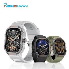 Rainbuvvy HK24 smart watch 2.01 inch AMOLED screen Bluetooth call health monitoring heart rate sleep monitoring NFC sports watch svart