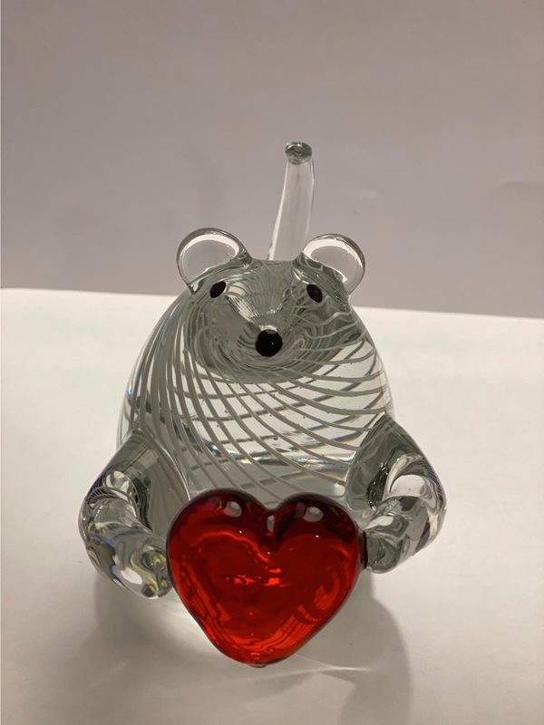 Rba Kärleksmusen Vit/Röd Konstglas