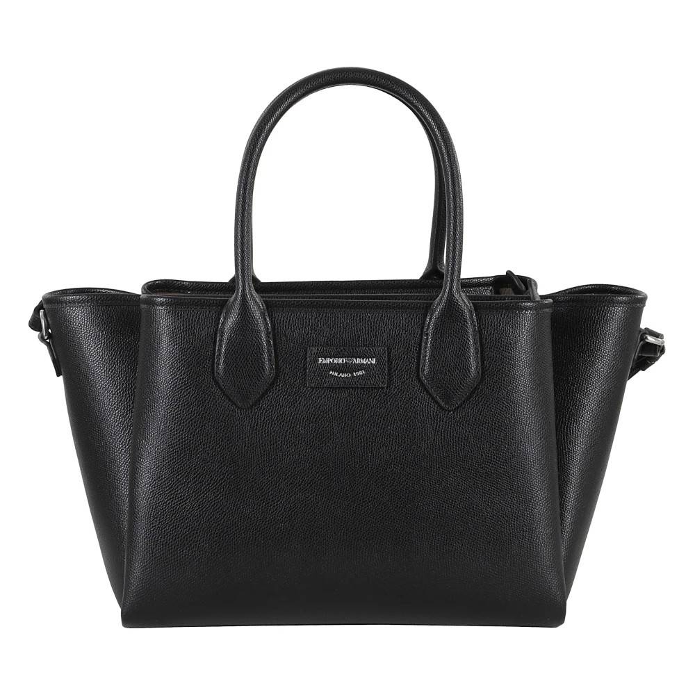 Emporio Armani Sort Imiteret Læder Shopping Taske - Tasker - Dame - Sort - ONE SIZE - Læder