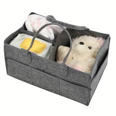 TEMU Dark Gray Felt Fabric Mommy Basket Diaper Bag, Storage Felt Mommy Basket Felt Diaper Bag, Wet Wipe Storage Box Diaper Storage Felt Bag , Christmas Gift