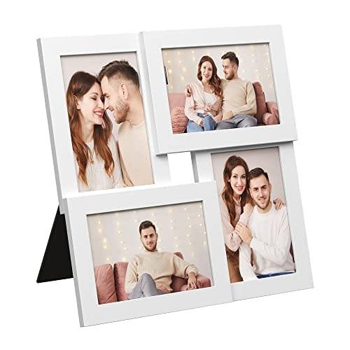 Songmics Picture Frames Collage för 4 foton, för 4 "x 6" (10 x 15 cm), glasfront, väggmonterad fotogalleri Display, White RPF25wt