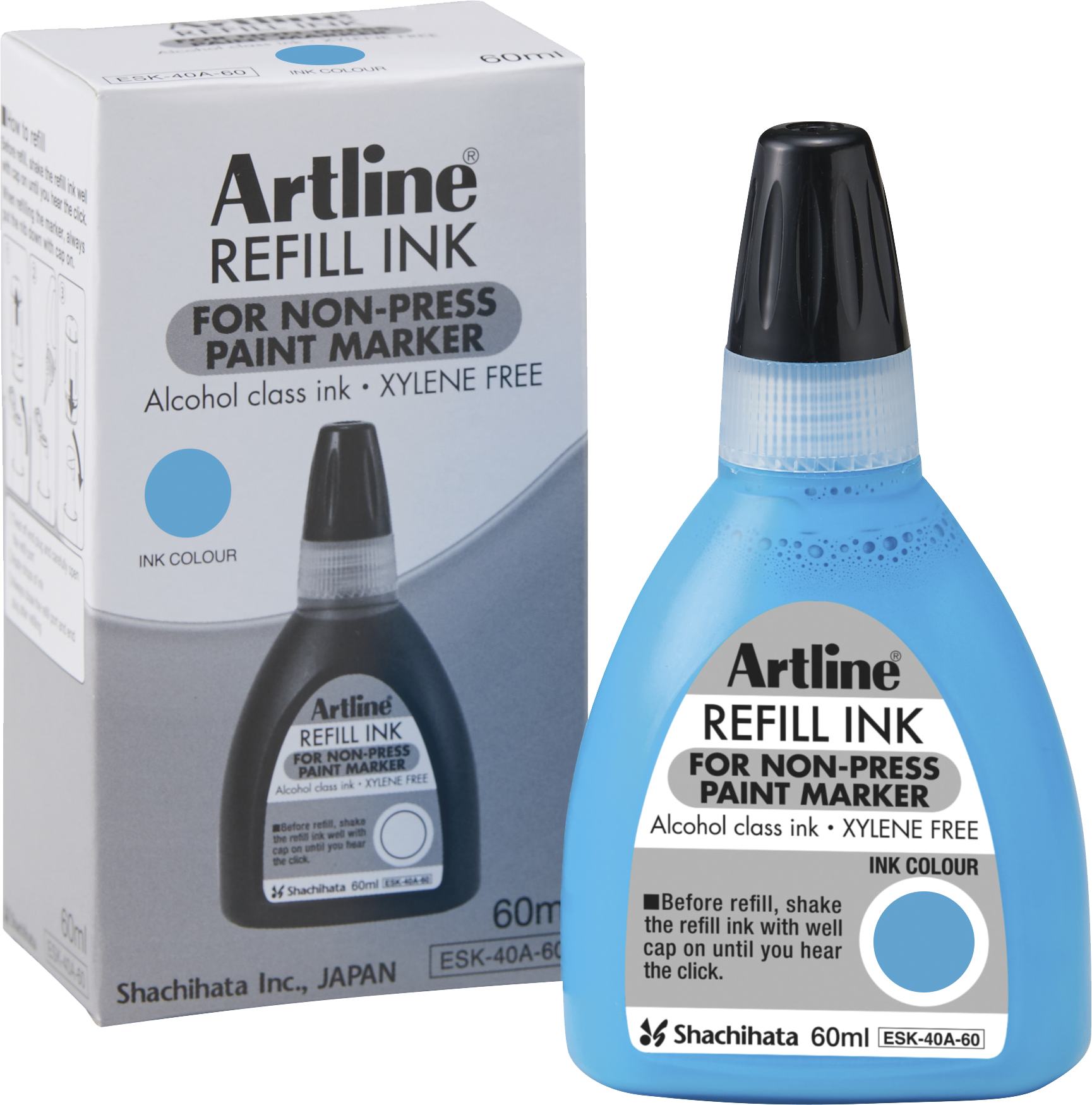 Refill Artline 437A Non-press 60ml ljusblå