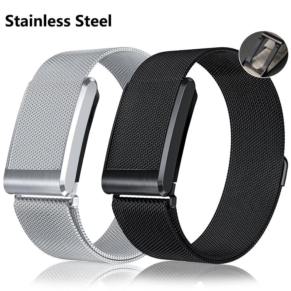 Skyddsfodral med Armband i Rostfritt Stål för Google Fitbit Air Byt till Whoop 5.0 Lyxiga Milanese-band Magnetiskt Armband black