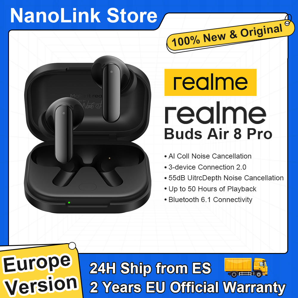 realme Buds Air 8 Pro Bluetooth Earphone Wireless Headphone Europe Version For 5G Smartphone realme 16 Pro Plus realme GT 8 Pro realme Pad 3