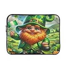 St. Patrick's Day Green Gnome bärbar datorväska söt datorväska skyddande knäfodral anteckningsbokspåse, 33-14 tum