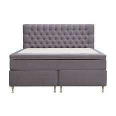 Berg & Strand Hilton lyx Komplett Sängpaket 160x200 cm Kontinentalsäng med knappad sänggavel i sammet - Grå / Sammet sängpaket