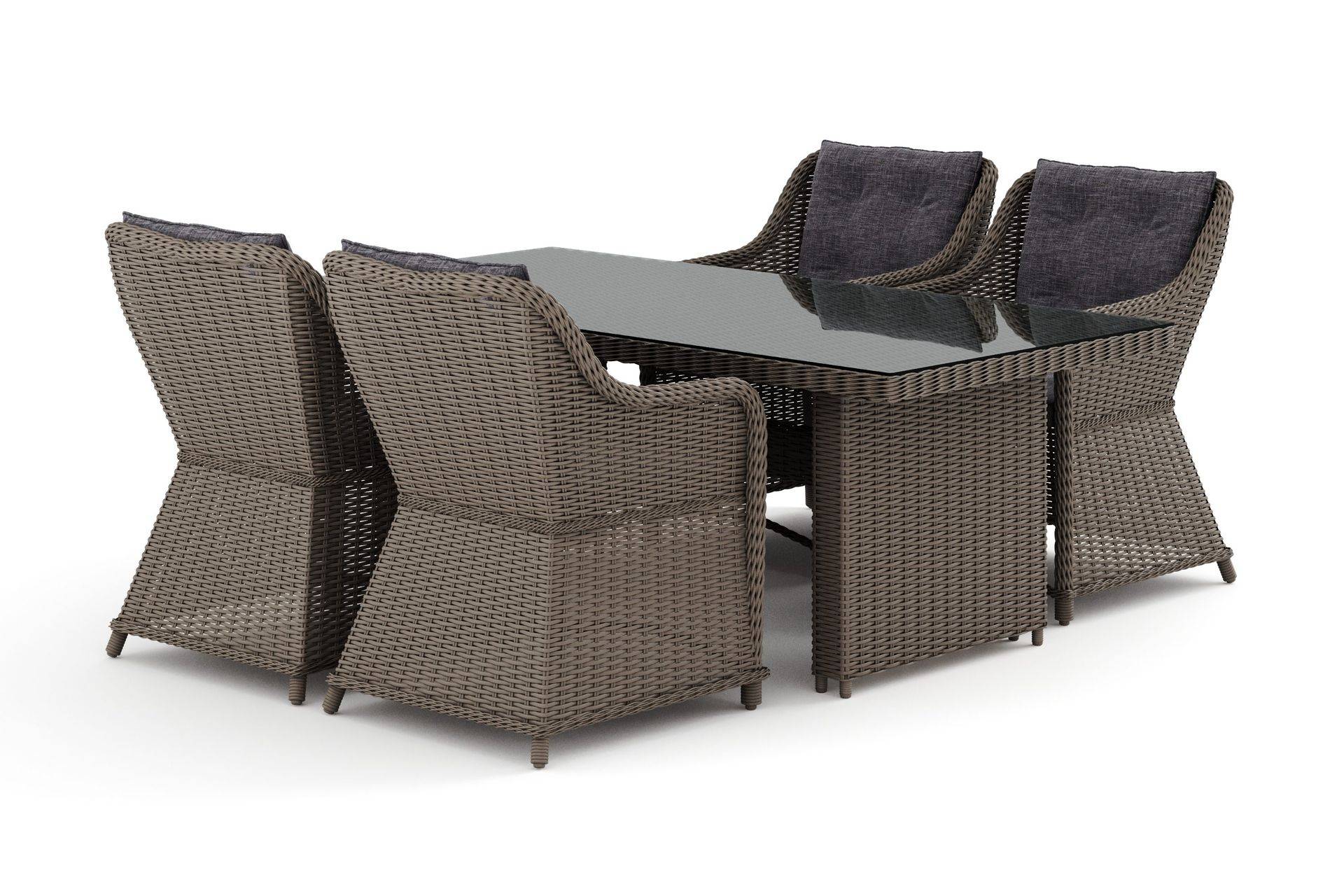 deNoord Marcus utomhus matgrupp 160x90 cm med 4 utefåtöljer - Grå Matgrupp Plast