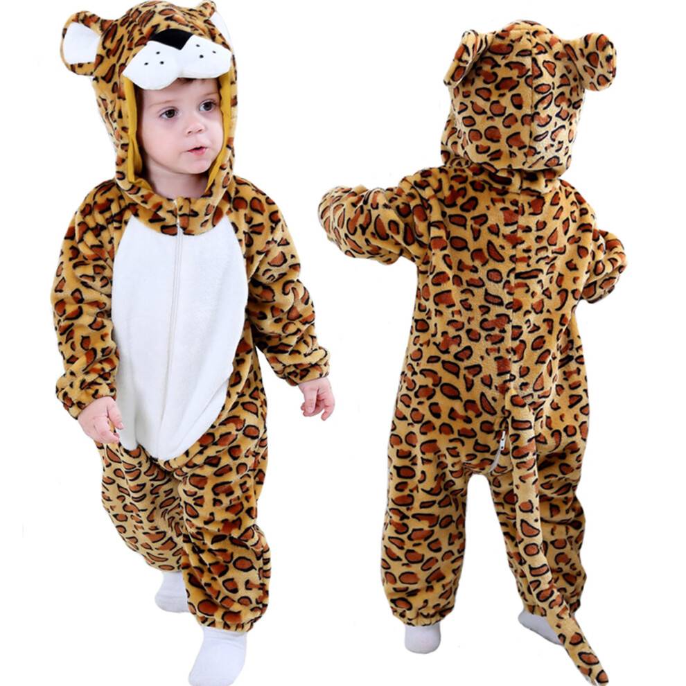 TONWHAR B?rne- og sm?b?rns Tiger Dinosaur Dyr Fancy Dress Kostume Udkl?dning H?ttedragt Jumpsuit (18-24 m?neder/h?jde: 32""""-35"""" Leopard)