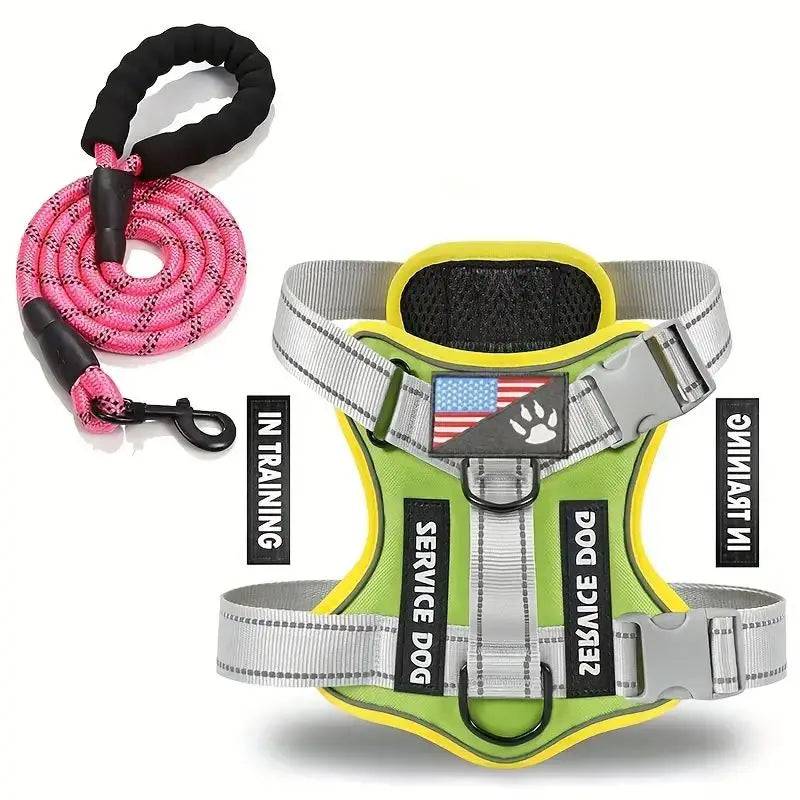 Escape-Proof No-Pull Dog Harness & Lead Set with Reflective Strips - green / S (S)