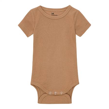 BIRKHOLM Kortærmet Rib Body Cafe Latte Brun