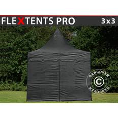 Foldetelt FleXtents Easy up pavillon PRO Peak Pagoda 3x3m Sort, Inkl. 4 sider