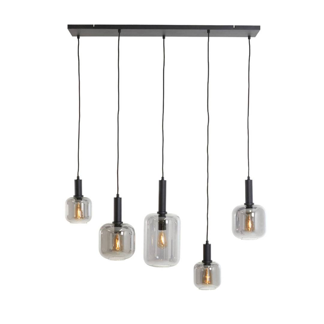 Light & Living - LEKAR pendant lamp 110x22x32, black + smoked glass