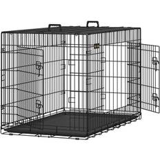 XXL Hundebur 2 døre sammenklappelig hundekasse metall 122 x 7 x 80,5 cm