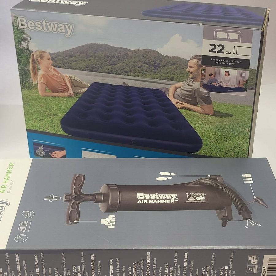 Bestway Luftmadrass 191x137x22 cm + luftpump