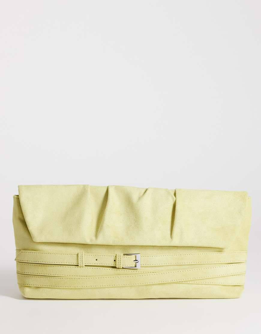Topshop - Meadow - Chartreusegrøn stor clutch-taske med strop - One Size