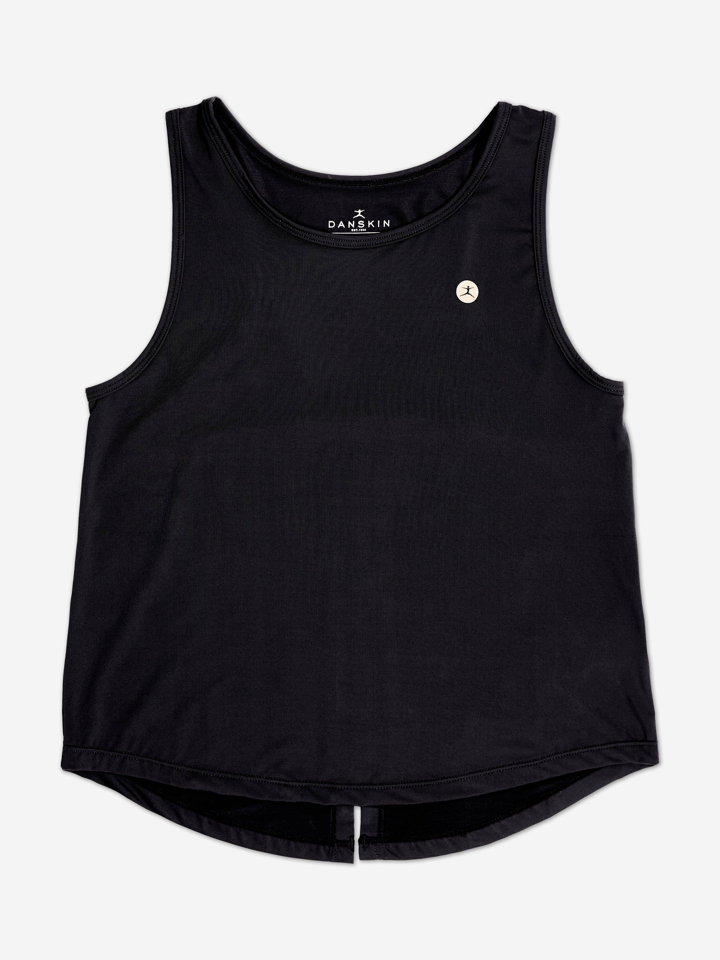 Danskin Girls Split Back Vest Top in Black - Black / 8 - 10 Yrs (8 - 10 Yrs)