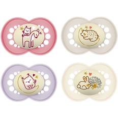 MAM Original Night Silikon Napp 6-16m 4-pack, Rosa/Neutral
