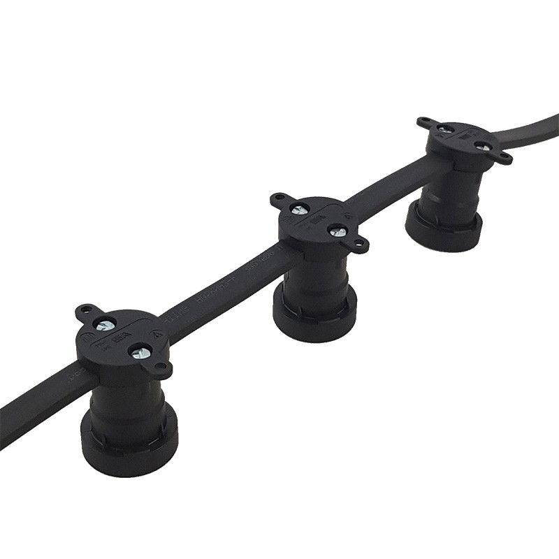 Ljusslinga Flatkabel E27 Svart med fäste (12 m c/c 50 cm)