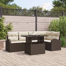 Trädgårdsoffset 6 pcs Brun 100 x 55 x 73 cm Poly rattan