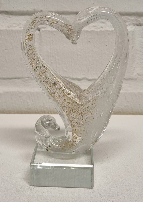 Rba Hjärta Vit/Guld 12Cm Konstglas Utgått