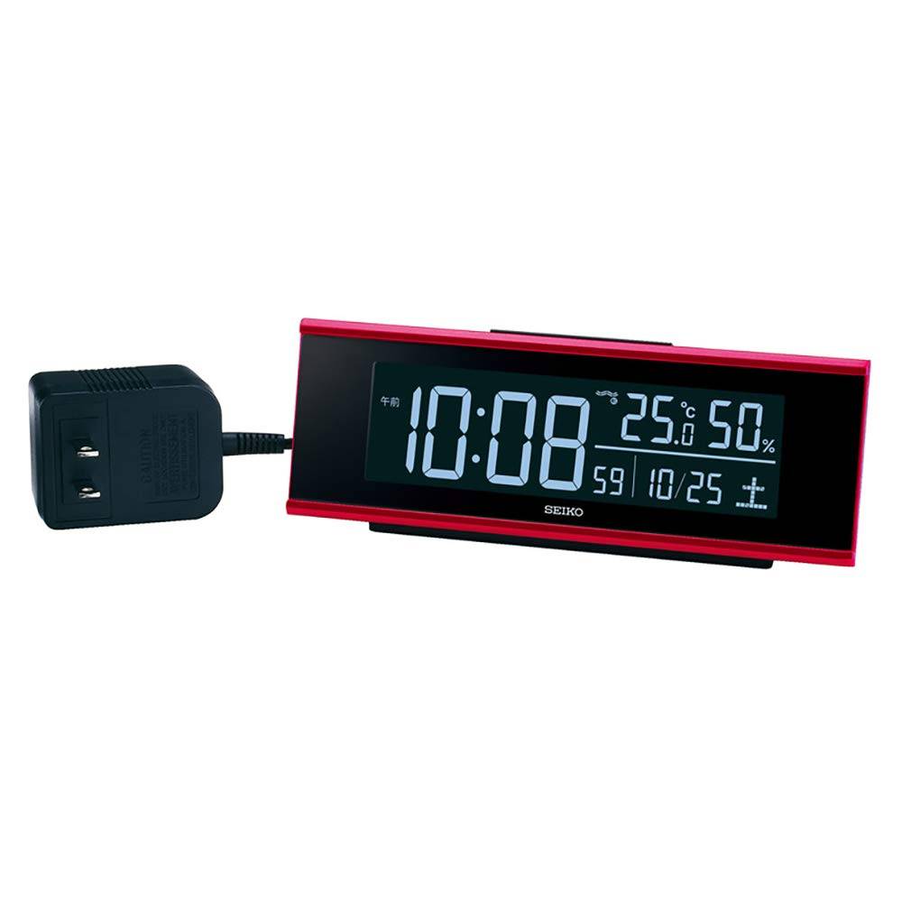 Seiko Klocka Bordsklocka Väckarklocka Radio Digital AC Färg LCD Serie C3 Röd Metallisk Kropp x x cm DL307R Storlek 6.3 17.4 4.6