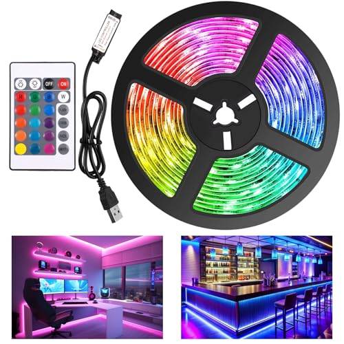 LED-remsa, 20 m, 5 V USB-LED-remsa med fjärrkontroll, RGB 5050 bandlampor