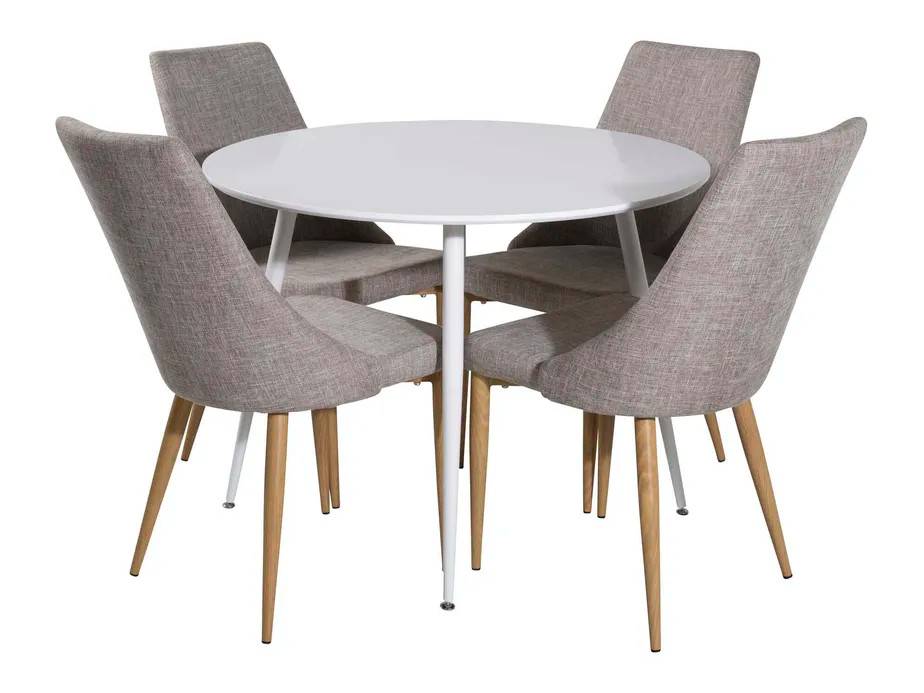 Venture Design Plaza & Leone matgrupp Vit/grå 4 st stolar & bord 100 cm