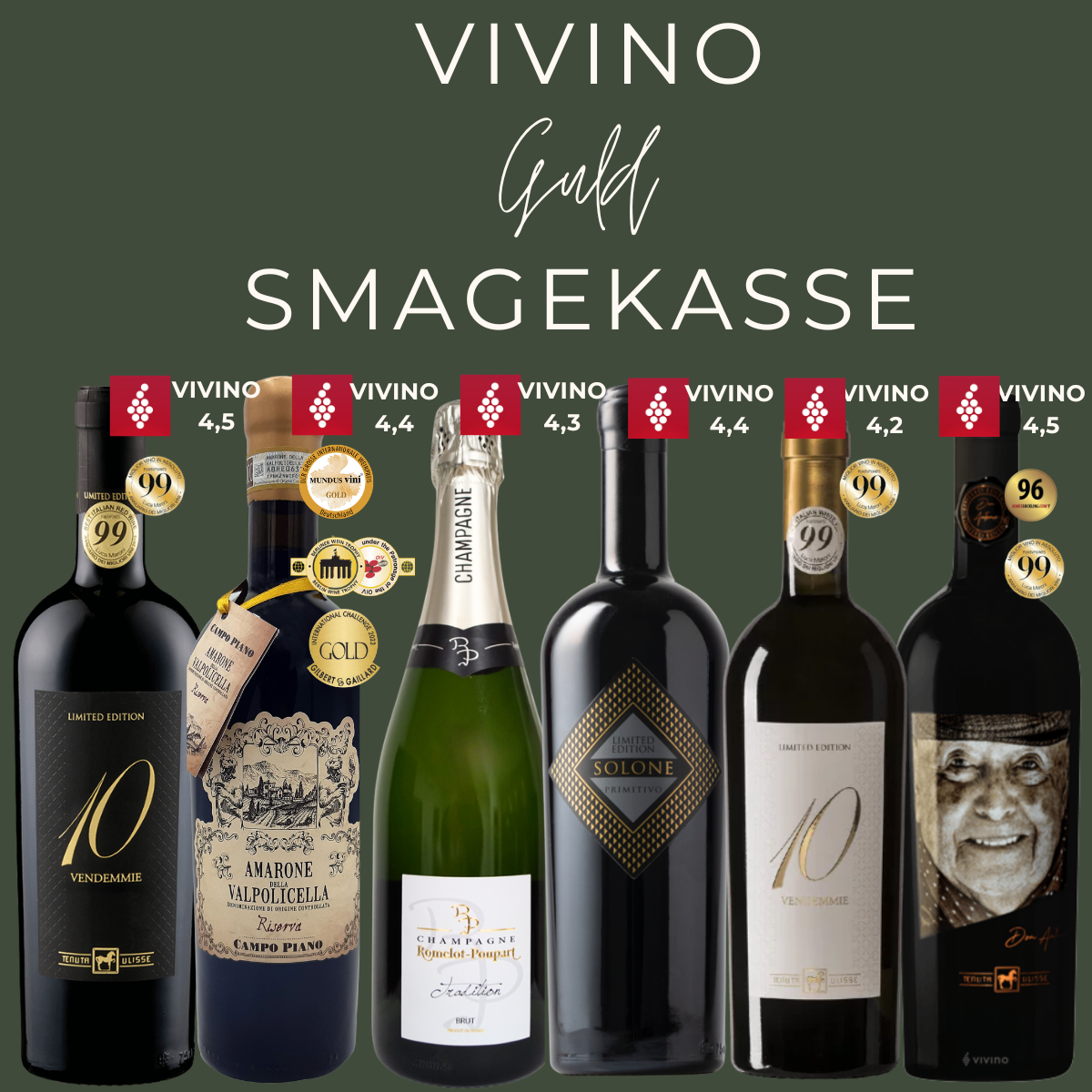 VIVINO SMAGEKASSE GULD - 6 flasker | 6X75 CL..